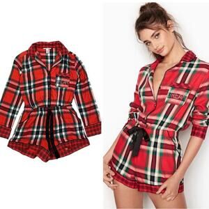 Victoria’s Secret Plaid Rhinestone Romper Size Large